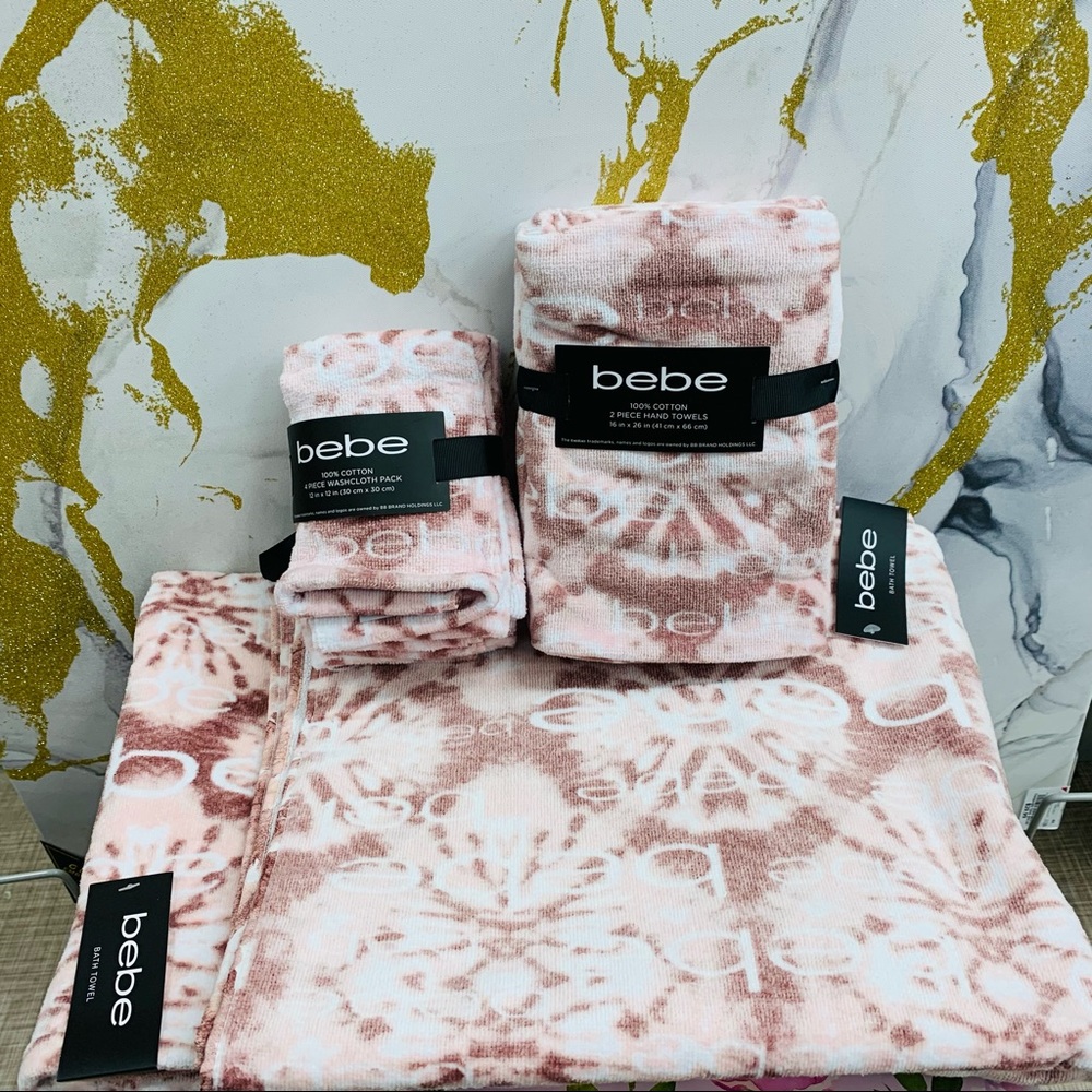 NWT BeBe 8 piece Towel set pink - Picture 13 of 16